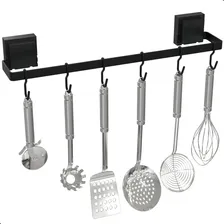 Suporte Porta Utensílios 6 Ganchos Com Ventosa Preto Max Foto mini  2