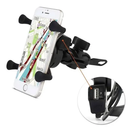 Suporte Pra Celular Motocicleta Antiderrapante C/entrada Usb Foto 1