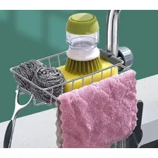 Suporte Torneira Cozinha Detergente Esponja Organizador Luxo Cor Cromado Foto mini 3