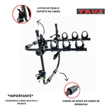 Suporte Transbike P/ 3 Bikes Apoio Fixo Sedan Hatch Suv True Cor Preto Foto mini 2