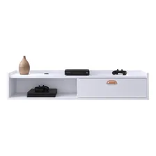 Suporte Tv Pequeno Suspenso Rack Parede Quarto Sala 1 Porta Cor Branco Foto mini 1
