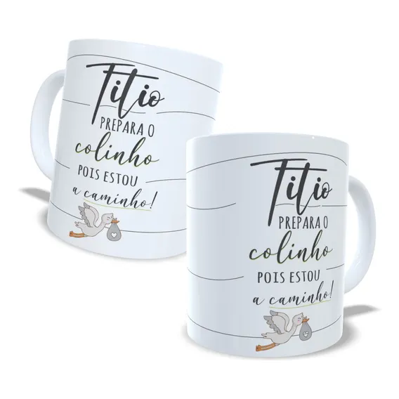 Surpresa Gravidez Titia E Titio Caneca Personalizada Ofert Cor Branco Caneca Titio Foto 1