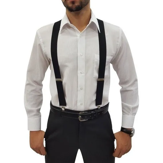 Suspensório Adulto Preto - Feminino Masculino Ajustável Foto 1