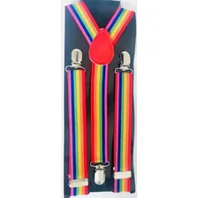 Suspensório Ajustável Listrado Arco-íris Lgbt Gay Ou Cosplay Cor Coral Foto mini 2