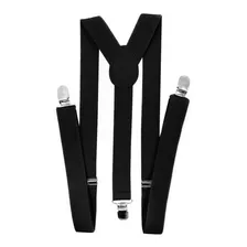 Suspens贸rio Masculino Feminino Largo 2,5cm Couro Adulto Cor Preto Foto mini 1