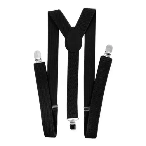 Suspens贸rio Masculino Feminino Largo 2,5cm Couro Adulto Cor Preto Foto 1