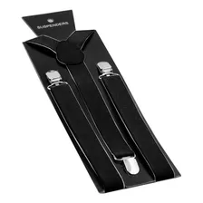 Suspens贸rio Masculino Feminino Largo 2,5cm Couro Adulto Cor Preto Foto mini 3