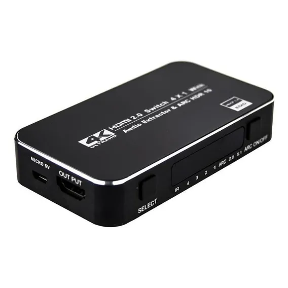 Switch Hub Hdmi 4 Portas 4k Arc Saida Audio Chave Seletora Foto 1