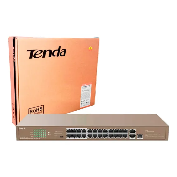 Switch Tenda 26 Portas Fast + 24 Portas Poe Tef1126p-24-250w Foto 1