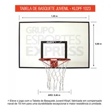 Tabela de Basquete Juvenil 1,20x0,80m em Compensado Naval Aro e Rede KLOPF 1023 Foto mini 3