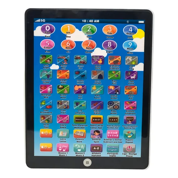 Tablet Infantil Interativo Bilingue Crianças Branco Foto 1