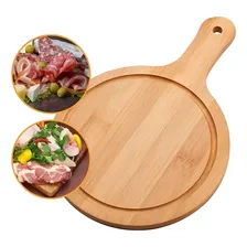 Tábua Bambu Redonda Servir Churrasco Frios Carne Petisco Foto  mini 1