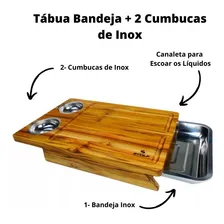 Tabua Carne Tábua Churrasco C/ Bandeja Teca 44cm X 30cm Foto mini 2