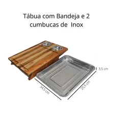 Tabua Carne Tábua Churrasco C/ Bandeja Teca 44cm X 30cm Foto mini 4