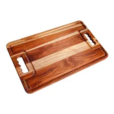 Tabua Churrasco Bandeja Para Servir Madeira Maciça 50x30cm Cor Marrom Tabua Bandeja Foto  mini 1
