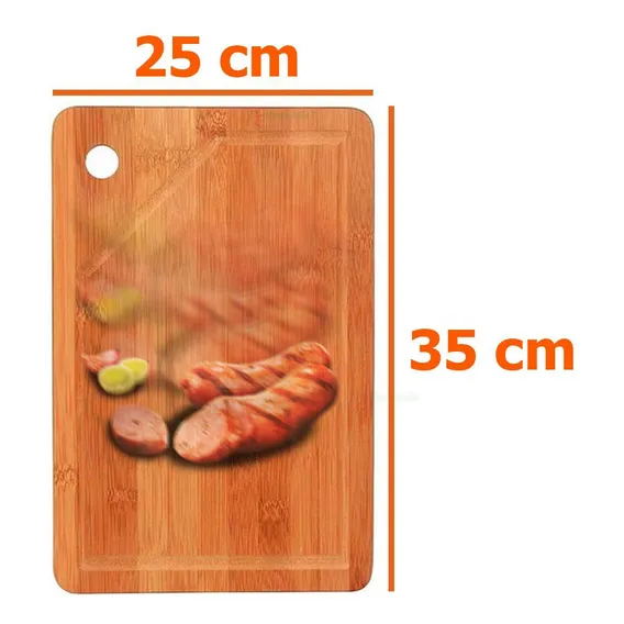 Tabua Corte Carne Madeira Bambu Churrasco Cozinha Mor 25x35 Cor Marrom Tabua corte carne madeira bambu churrasco cozinha mor 25x35c Foto 1