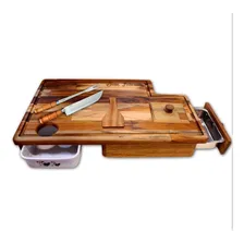 Tábua Inteligente Master Grill Com Garfo E Faca Bianchi Personalizados Com Nome Cor Marrom Geométrico Foto  mini 1