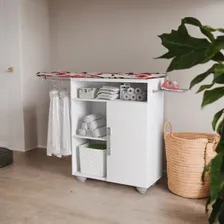 Tabua Mesa Passar Roupa Armarinho Organizador Suporte Ferro Branco Foto mini 3