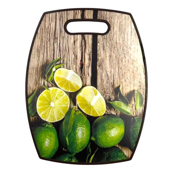 Tábua Oval Estampada Para Corte Plástico Resistente Cor Limão Foto 1