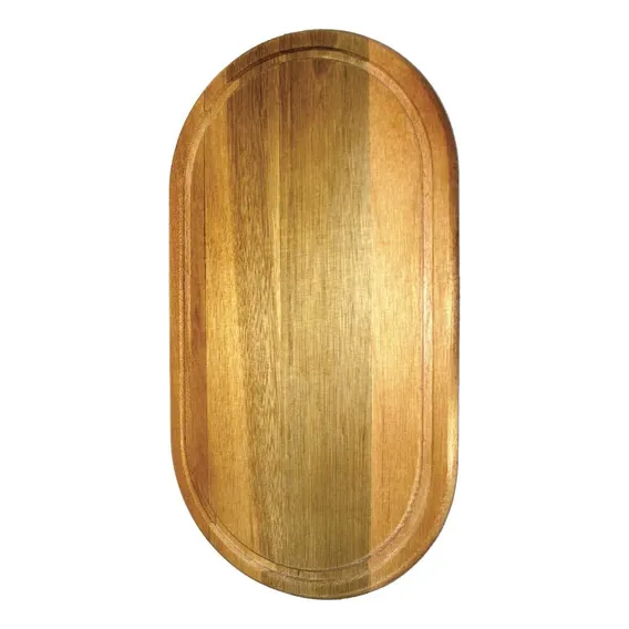 Tábua Oval Multiúso Churrasco Frios Pizza 24x44cm Em Madeira Foto 1