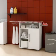 Tabua Passar Roupa Organizadora Com Prateleiras Portas Cor Branco Florido Foto  mini 1