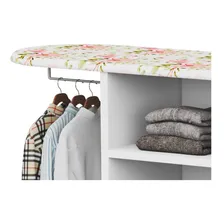 Tabua Passar Roupa Organizadora Com Prateleiras Portas Cor Branco Florido Foto mini 4