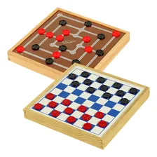 Tabuleiro 02 Jogos Dama E Trilha Madeira Com 24 Peças Foto mini 2