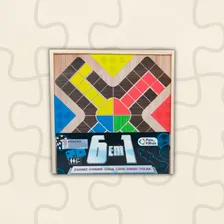 Tabuleiro 6 Em 1 Xadrez Ludo Dominó Dama Bingo Trilha Jogos Foto mini  2