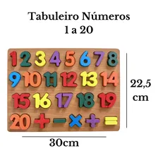 Tabuleiro Encaixe Números Madeira Brinquedo Educativo Cor 26 Peças Foto mini  3
