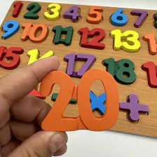 Tabuleiro Encaixe Números Madeira Brinquedo Educativo Cor 26 Peças Foto mini 4