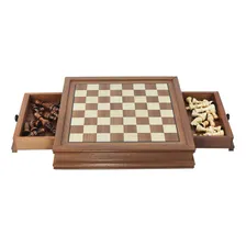 Tabuleiro Jogo Xadrez Madeira Magnético Gaveta 32cm Foto mini 3