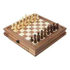 Tabuleiro Jogo Xadrez Madeira Magnético Gaveta 32cm Foto mini 2