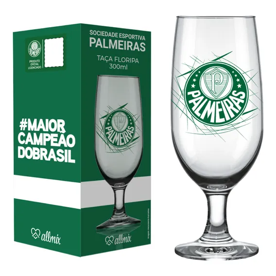 Taça Cerveja Chopp Palmeiras 300ml Floripa - Allmix Foto 1