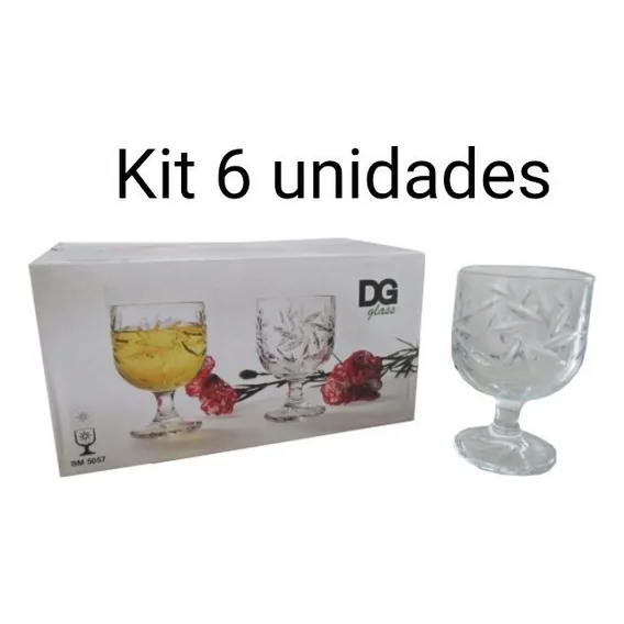 Taça De Vidro Sunstar Trabalhado 6 Un. Vidro Primeira Linha Foto 1