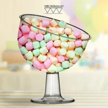 Taça Inclinada Media Acrílica Para Doces Doceira Cor Cristal Foto mini 3