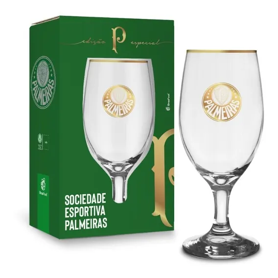 Taça Palmeiras Vinho Vidro Luxo 330ml Brasfoot Chop Cor Transparente Foto 1
