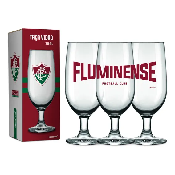Taça Vidro Fluminense Copo Cerveja Chopp Tricolor Foto 1