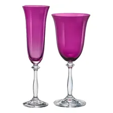 Taças Bohemia Taças De Cristal Coloridas Taças De Cristal Para Champanhe Agua Ou Vinhos Angela Cor Violeta12 Unidades Foto mini 1