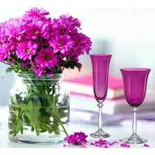 Taças Bohemia Taças De Cristal Coloridas Taças De Cristal Para Champanhe Agua Ou Vinhos Angela Cor Violeta12 Unidades Foto mini 3