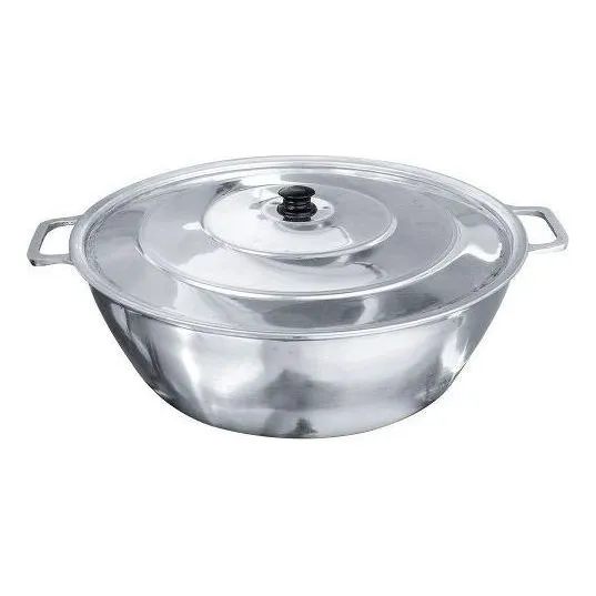 Tacho Aluminio Polido Fundido Grosso Hotel Com Tampa N 28 Cm Foto 1