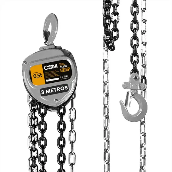 Talha Manual Corrente 500kg 3 Metros Elevação Csm Industrial Foto 1
