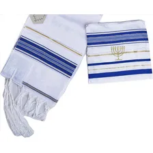 Talit Ortodoxo Azul Com Prata De Israel Foto mini 4