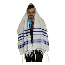 Talit Ortodoxo Azul Com Prata De Israel Foto mini 2