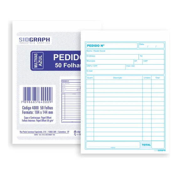 Talão de pedido Sidgraph PEDIDO MULTIVIAS AZUL Foto 1