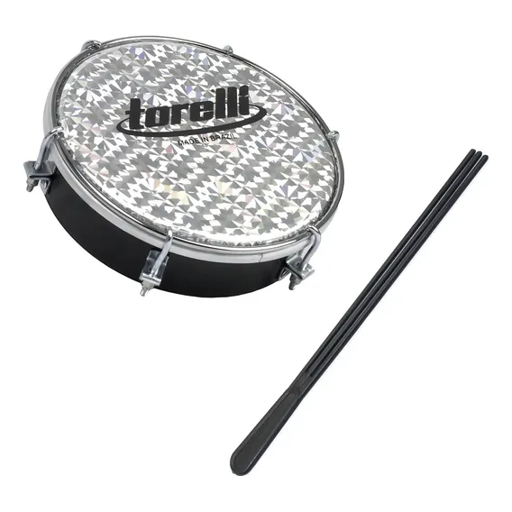 Tamborim Preto Injetado Pele Holografica Torelli Tt-405 Foto 1