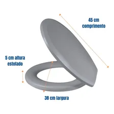 Tampa Assento Vaso Sanitário Almofadado Oval Universal Cor Cinza Claro Foto mini  2
