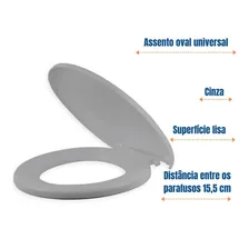 Tampa Assento Vaso Sanitário Almofadado Oval Universal Cor Cinza Claro Foto mini  3