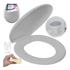 Tampa Assento Vaso Sanitario Privada Almofadado Oval Cinza Foto mini 1