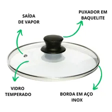 Tampa Avulsa De Vidro 30 Cm Para Panela Frigideira Caçarola Foto mini  2