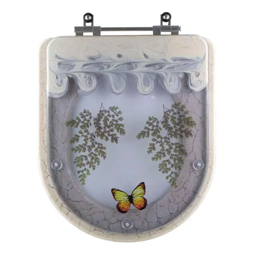 Tampa Vaso Decorada Borboleta Carrara Amêndoa Para Vaso Deca Foto 1
